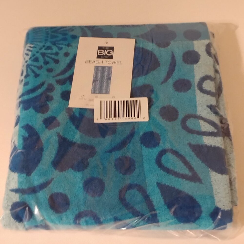 SEALED Blue Mandala Medallion Beach Towel | The Big One | Cotton 34x64 - Picture 3 of 5